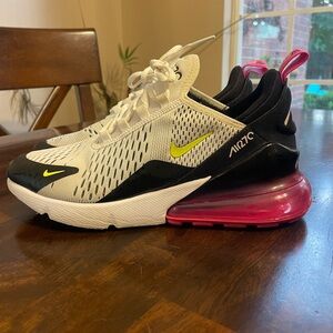 Nike Air Max 270 White and Black Volt Fushsia